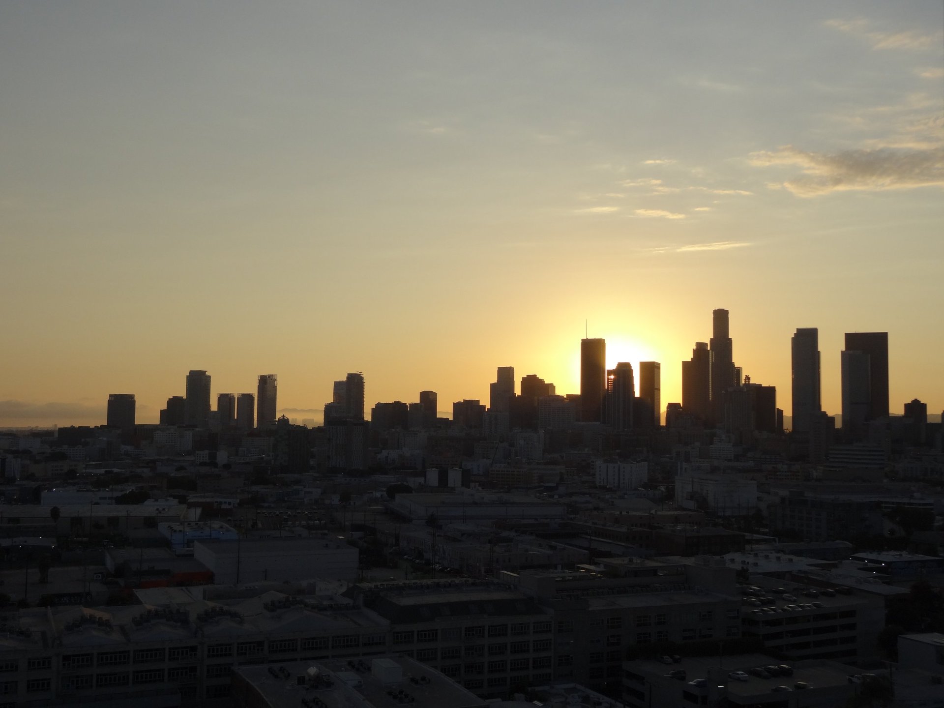 Los Angeles skyline at sunset
