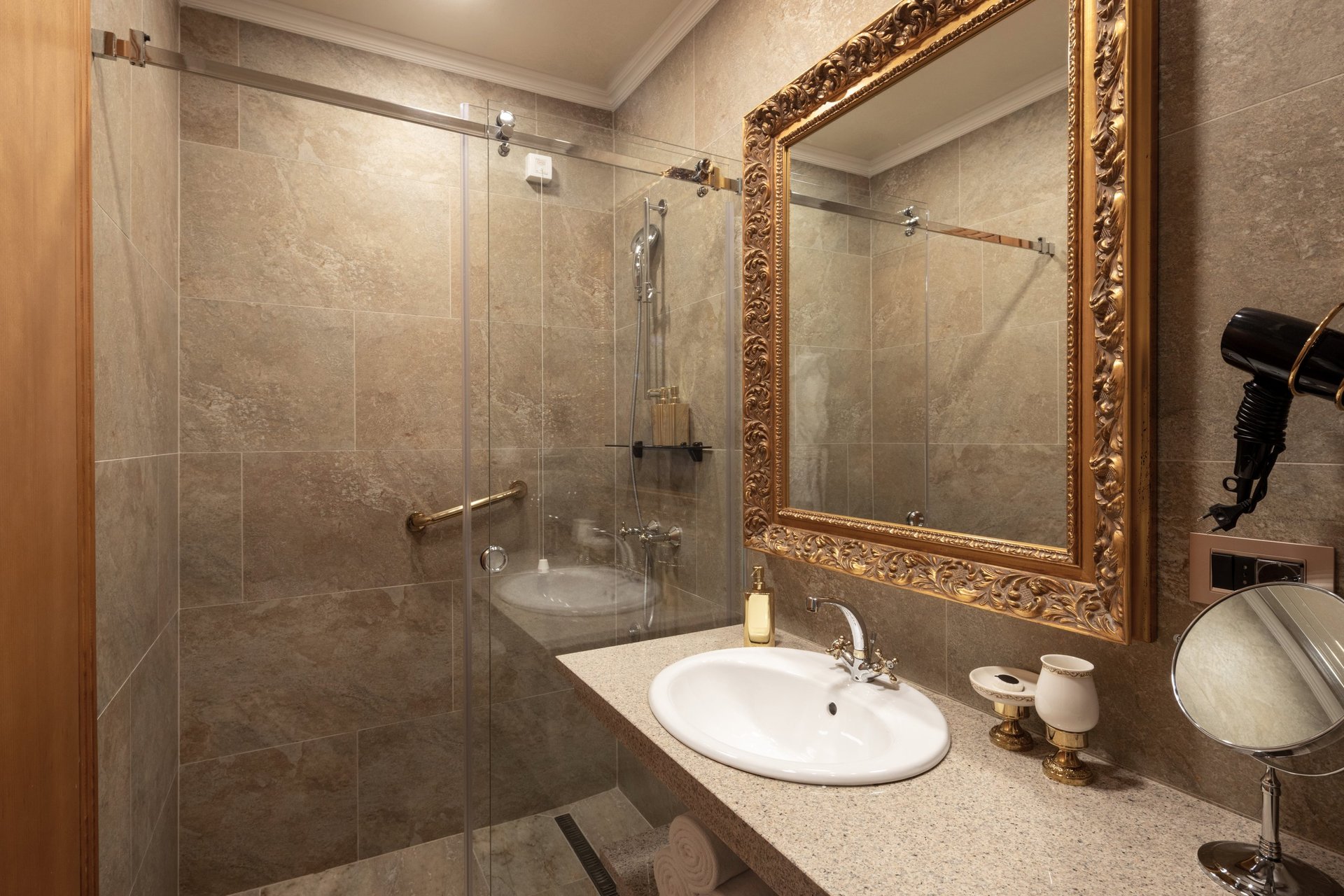 Interior of a modern hotel bathroom